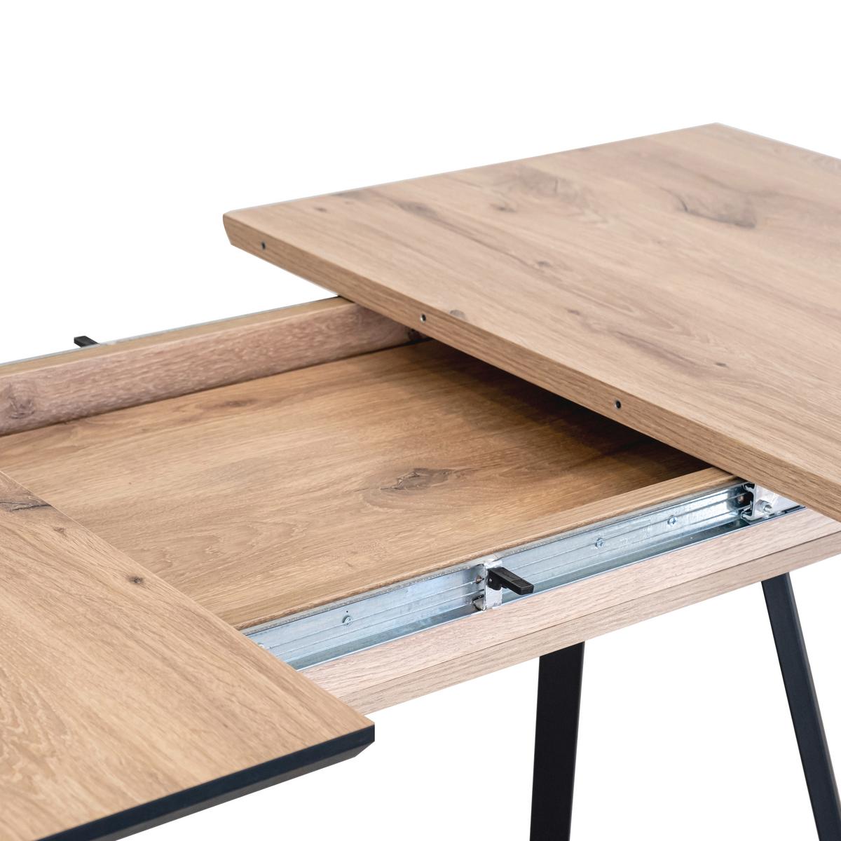 Ausziehtisch Daniel Giga S Eichefarben ca. 120-160cm - Eichefarben/Schwarz, Modern, Holzwerkstoff/Metall (120-160/80/75cm) - Mömax