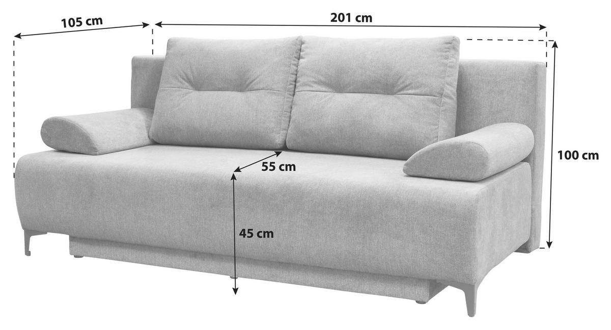Zofa Boxspring Viera, Svetlo Siva, Ležišče, Predal - črna/svetlo siva, Moderno, kovina/tekstil (201/100/105cm) - Mömax