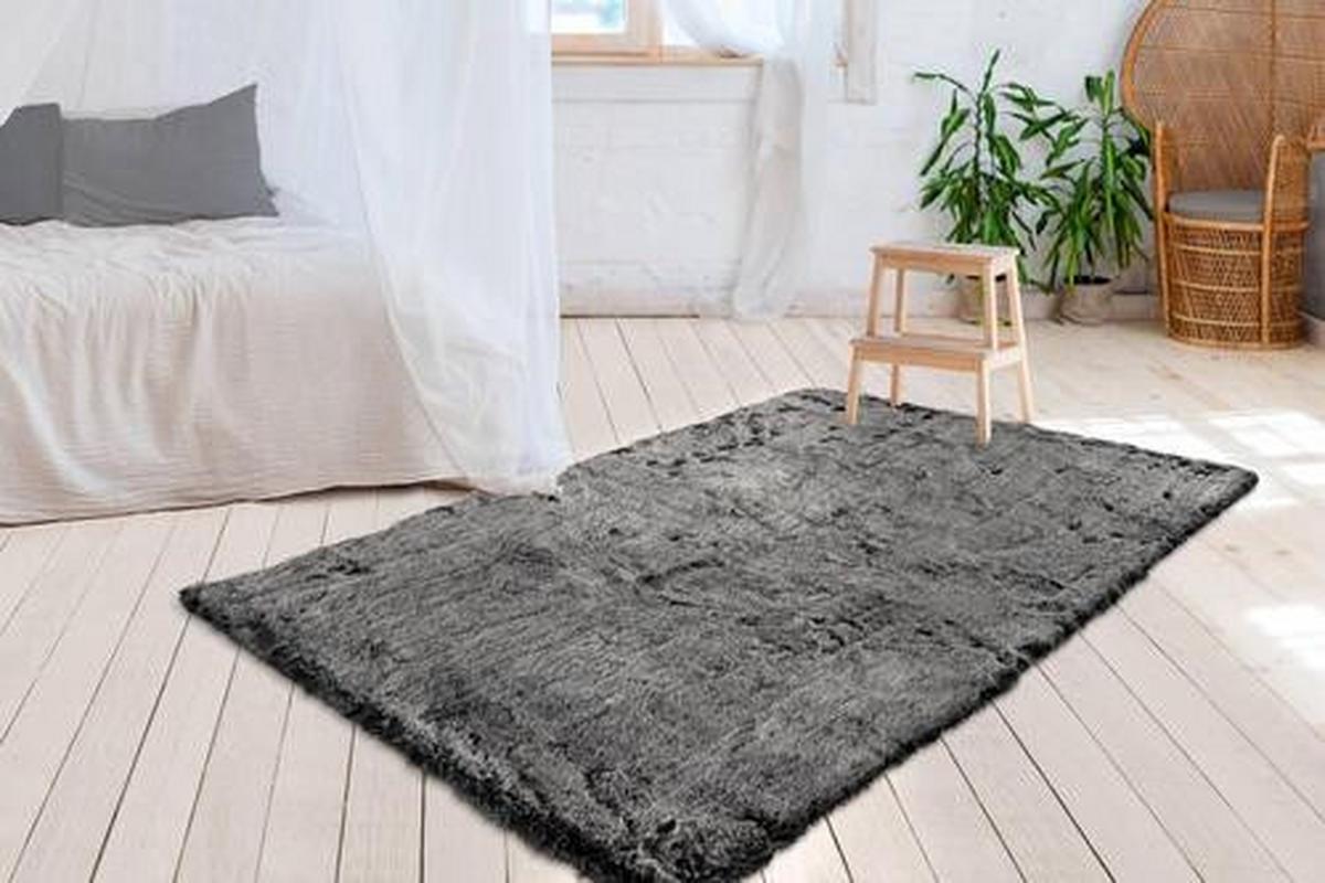 Hochflorteppich Tender - Anthrazit, Design, Textil (80/150cm) - Kayoom