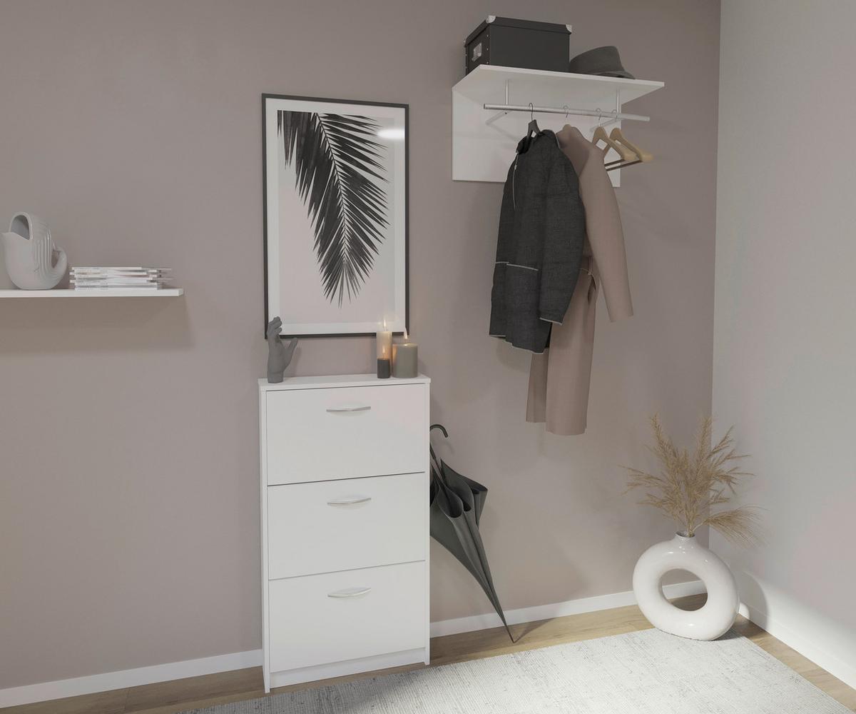 WIESZAK ŚCIENNY SPOT - biały, Modern, materiał drewnopochodny (72/35/30cm) - Carryhome