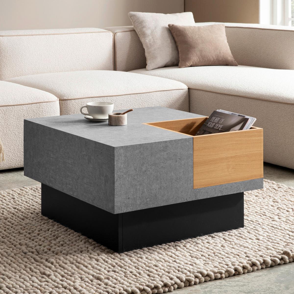 COUCHTISCH WL6.930 - Schwarz/Grau, Design, Holzwerkstoff (65/40/65cm) - Livetastic