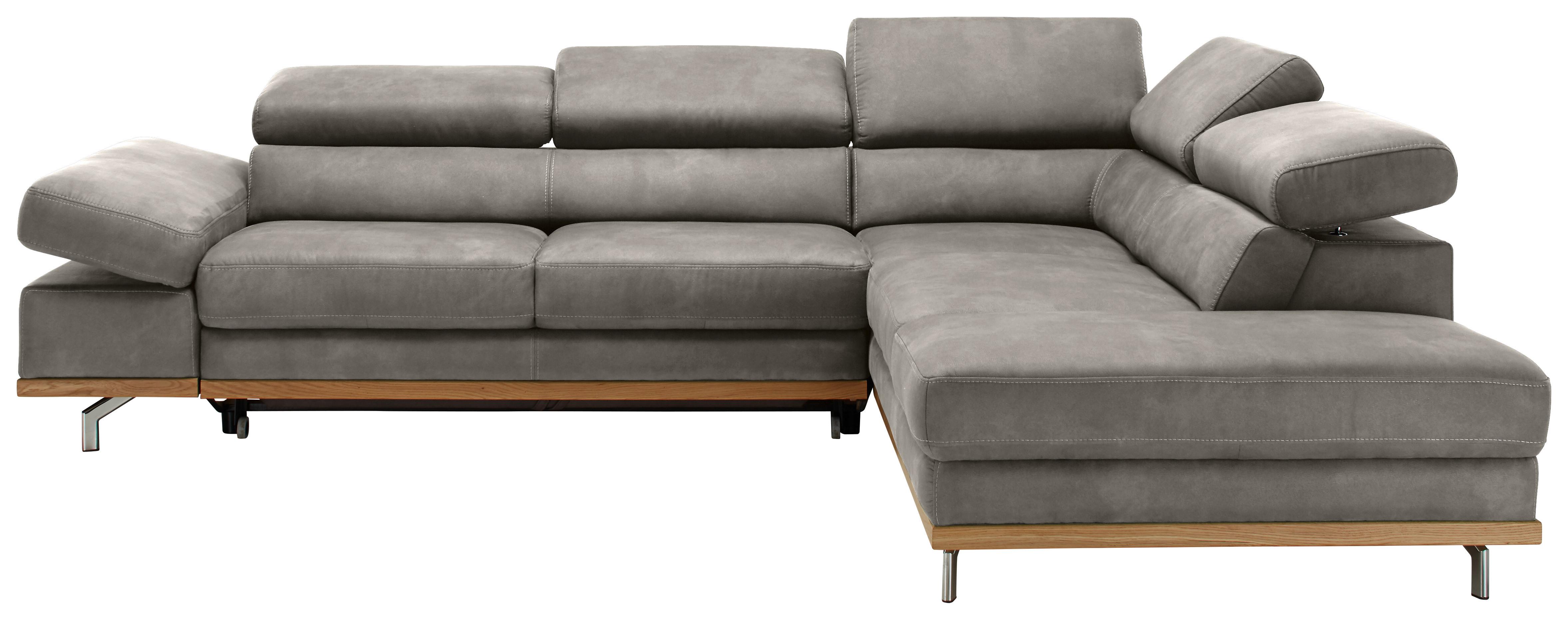 Ecksofa Carmen Silber mit Bettfunktion - Chromfarben/Silberfarben, KONVENTIONELL, Holz/Textil (292/93/226cm) - Based