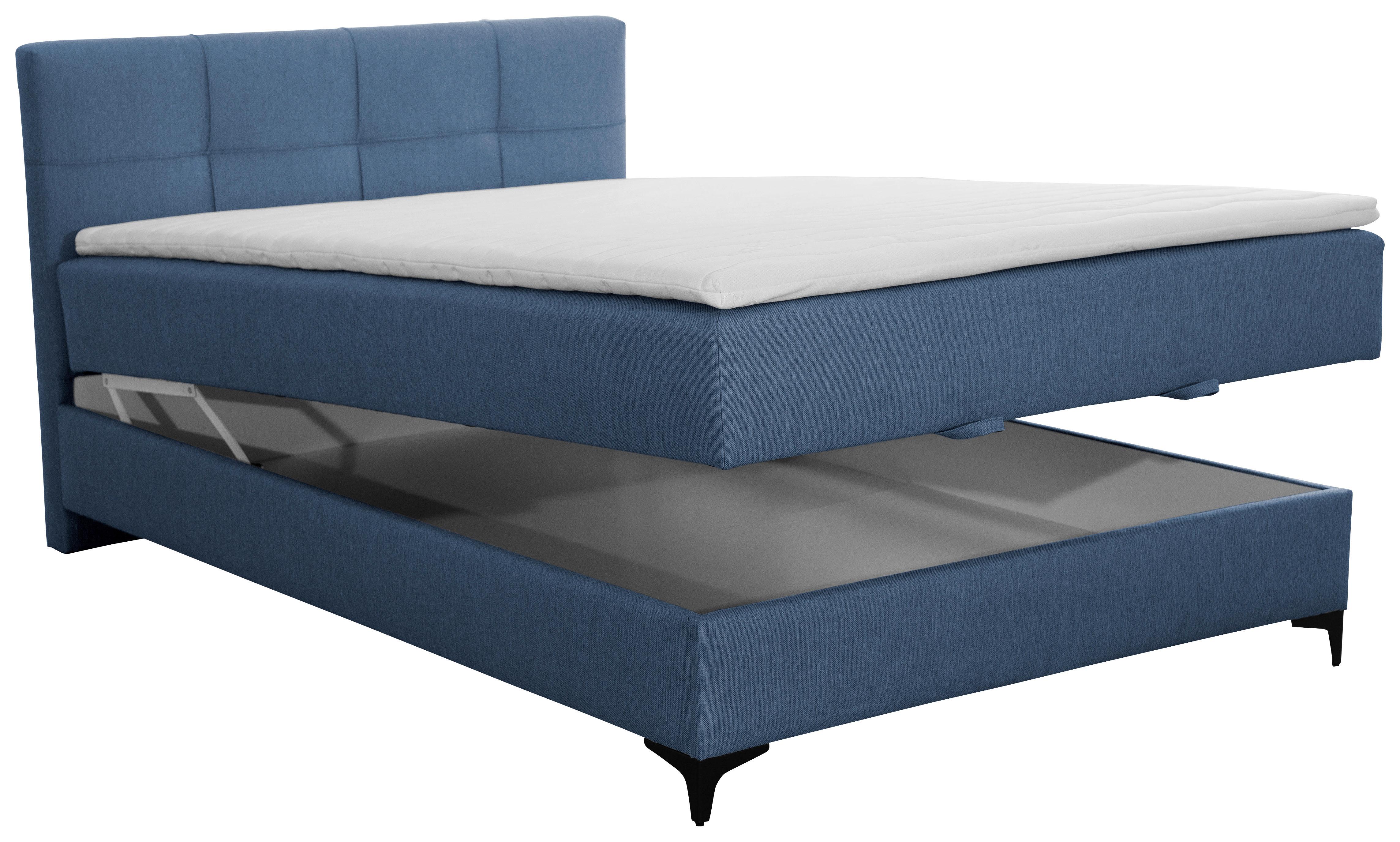 Oblazinjena Postelja Freddie, Modra, 140x200 - modra/črna, Konvencionalno, kovina/tekstil (140/200cm) - Mömax
