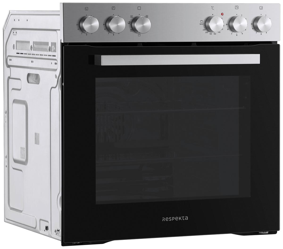 Herdset HS20001-26 Schwarz/Edelstahlfarben - Edelstahlfarben/Schwarz, Trend, Glas/Metall (59,4/59,5/52,1cm) - Respekta