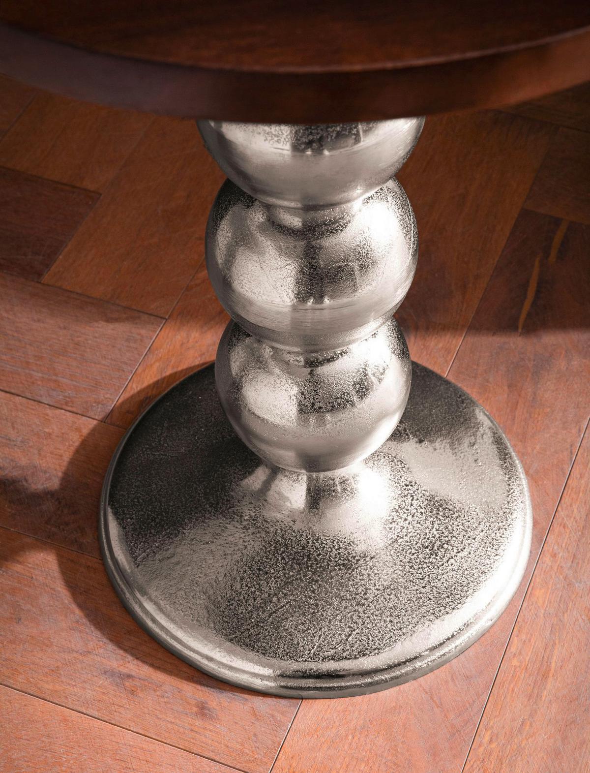 BEISTELLTISCH WL7.210 - Silberfarben/Braun, Design, Holz/Metall (50/50/61,5cm) - Livetastic