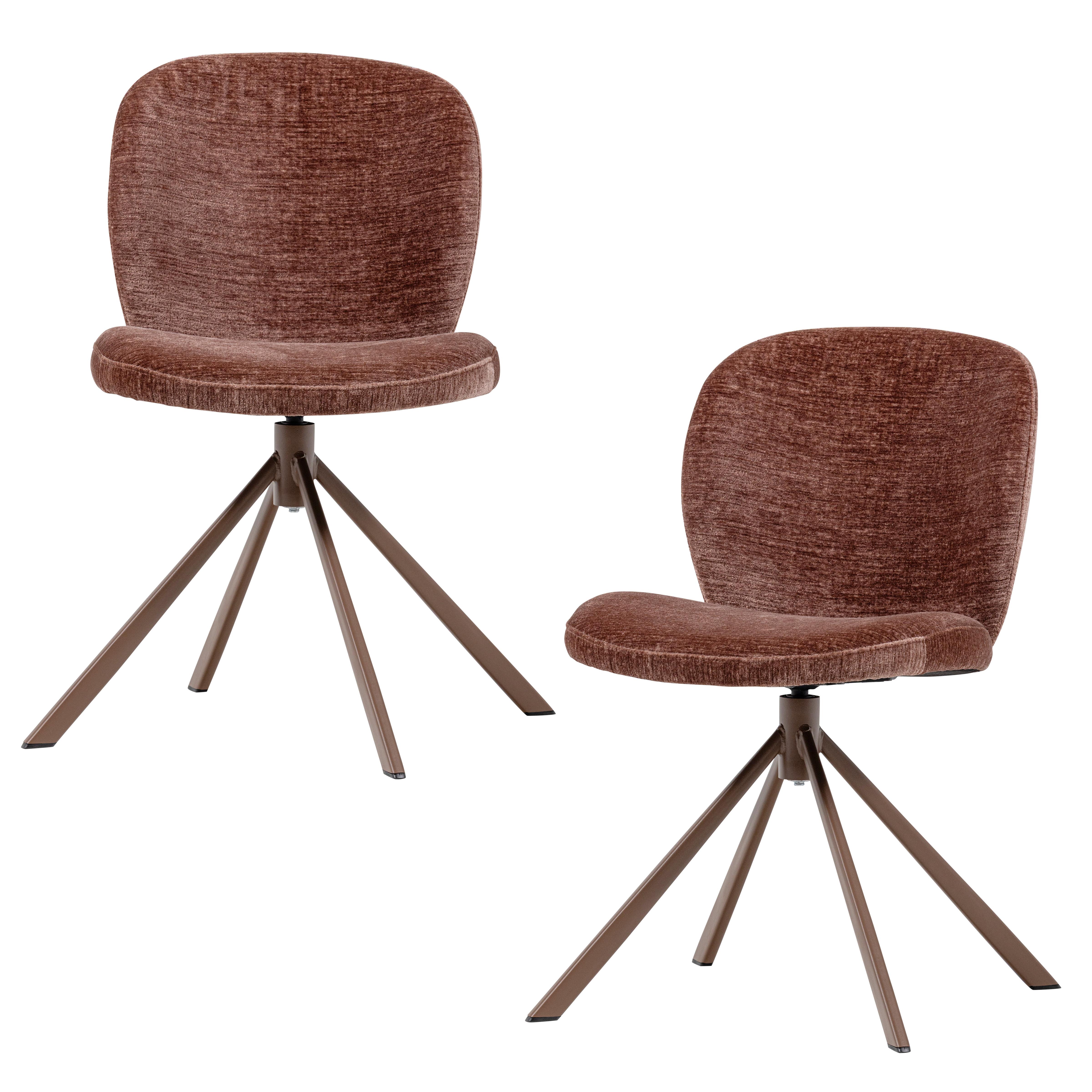 Stuhl-Set Femke 2er-Set Braun - Braun, MODERN, Textil/Metall (58/80/65cm) - Livetastic