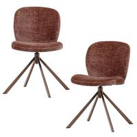 Stuhl-Set Femke 2er-Set Braun - Braun, MODERN, Textil/Metall (58/80/65cm) - Livetastic