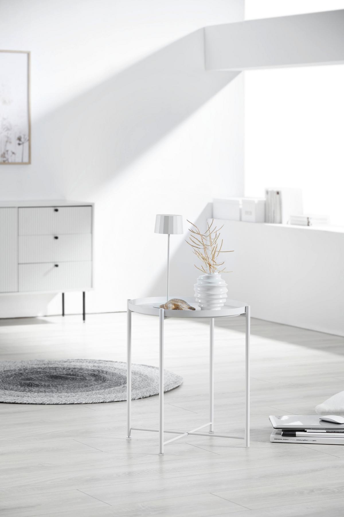 STOLIK BOCZNY TIM - biały, Basics, metal (47,5/47,5/53cm) - Carryhome