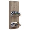 Schuhschrank Sipos XL ca. 59x170x22cm Eichefarben - Edelstahlfarben/Eichefarben, KONVENTIONELL, Holzwerkstoff/Kunststoff (59/170/22cm) - MID.YOU