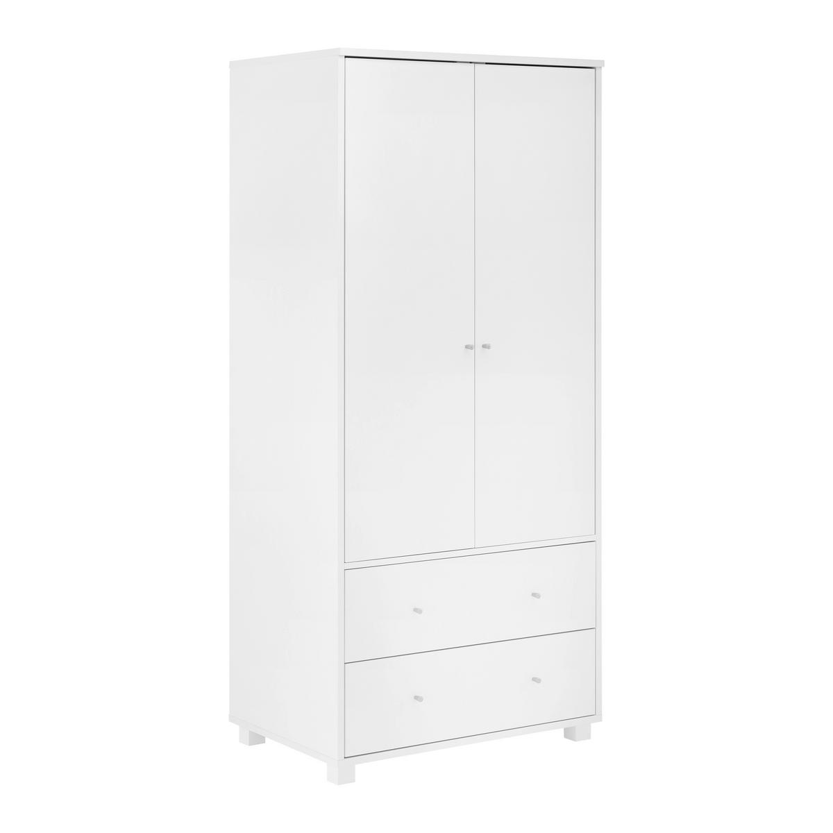 Drehtürenschrank Milo Weiß ca. 80x176x55 cm - Silberfarben/Weiß, MODERN, Holz/Metall (80/176/55cm) - Bessagi Home