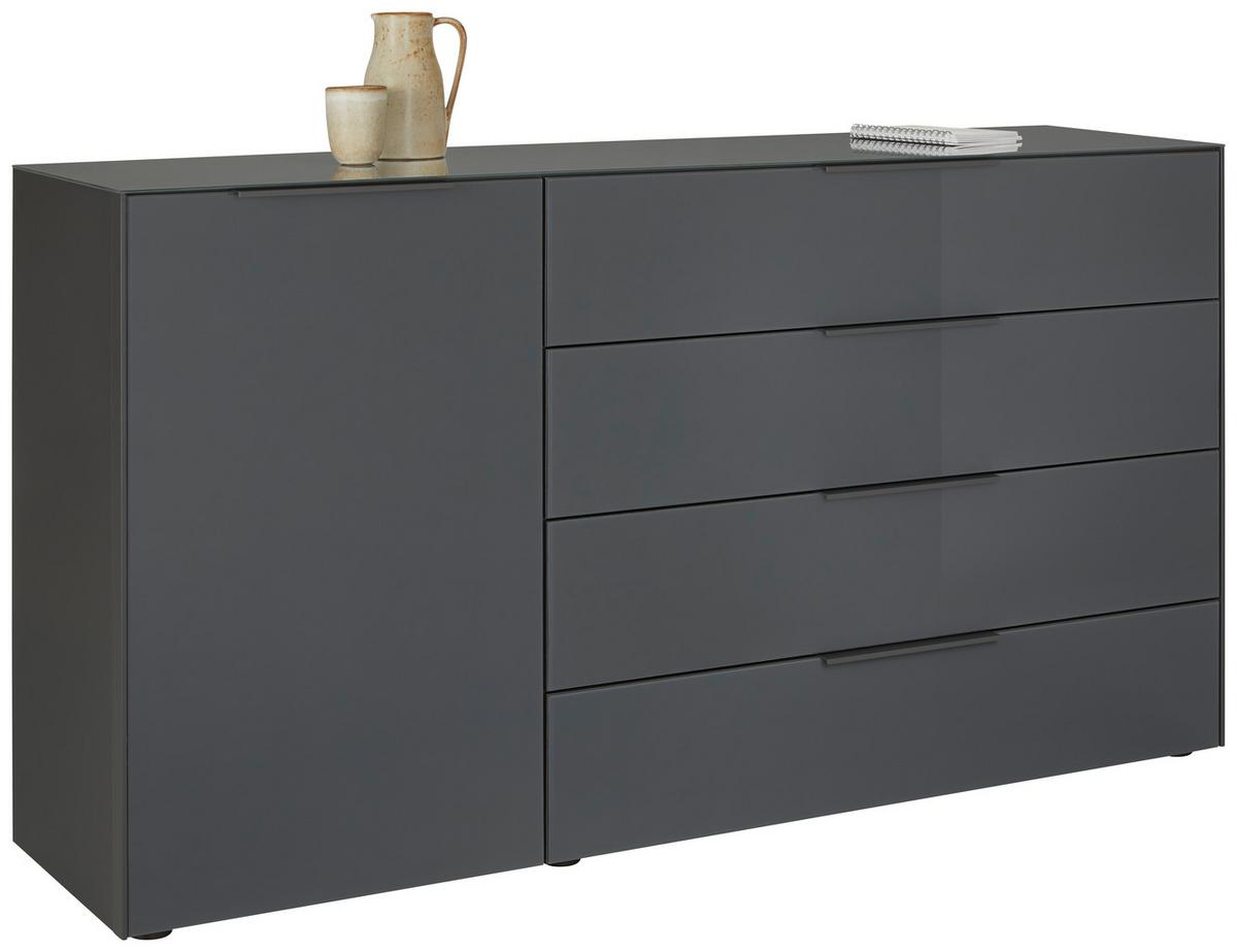 Comodă cu uși Max Box - antracit, Modern, sticlă/material pe bază de lemn (177/97/45cm) - Premium Living