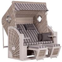 Strandkorb XXL Sun Holz/Grauweiß - Grauweiß, KONVENTIONELL, Holz (145/160/80cm)