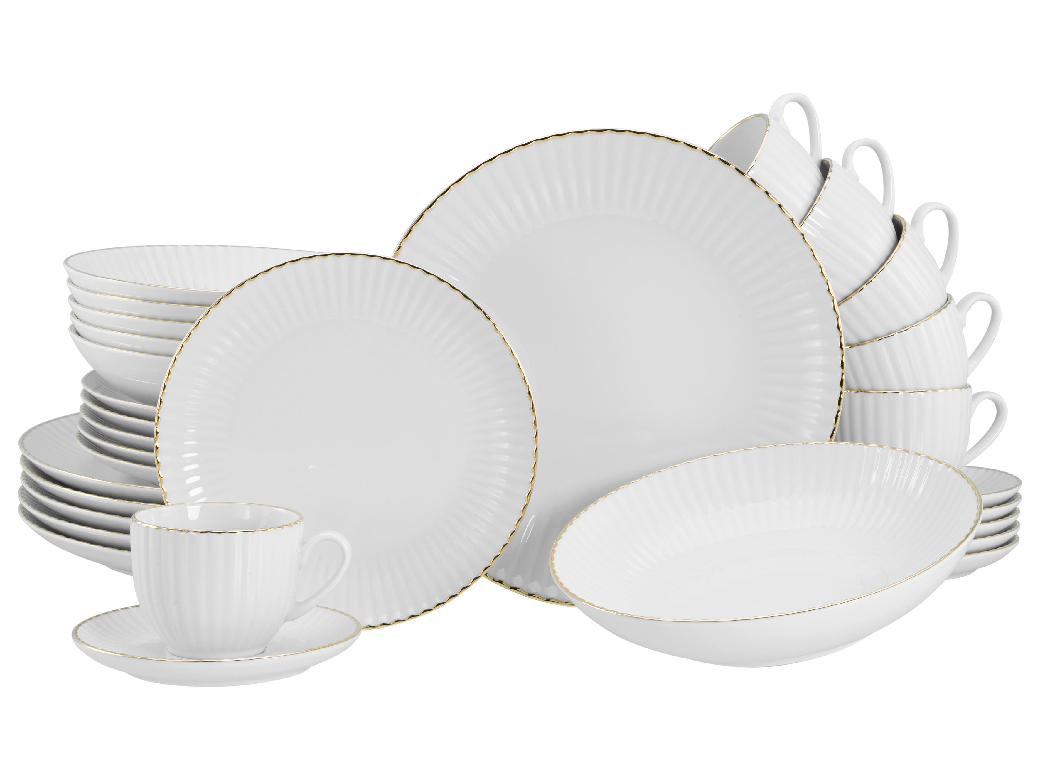 Kombinirani Servis Allegra Goldband, 30-Delni - zlate barve/bela, Basics, keramika (43/36,5/32,5null) - Creatable