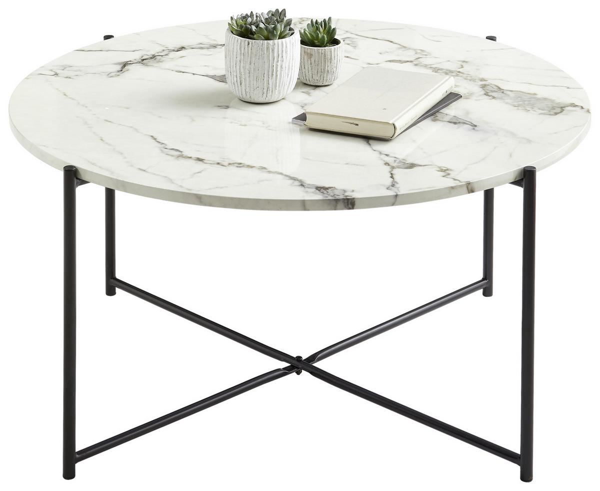 STOLIK KAWOWY MIREGLIA -TREND- - czarny/biały, Trend, materiał drewnopochodny/metal (83/83/40cm) - MID.YOU