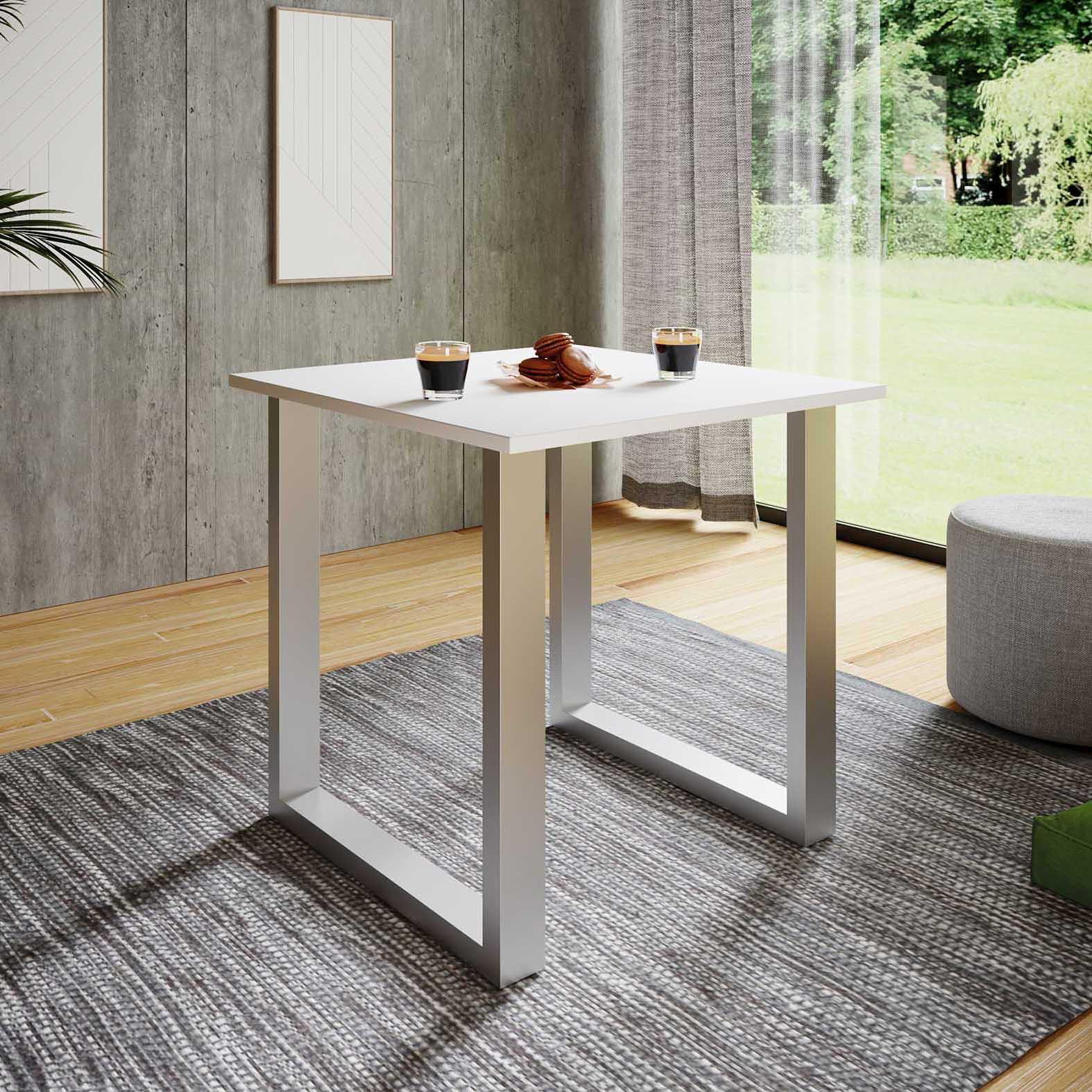 Jedilna Miza Xona, Bela, Srebrna - srebrne barve/bela, Basics, leseni material (80/80/76cm) - MID.YOU
