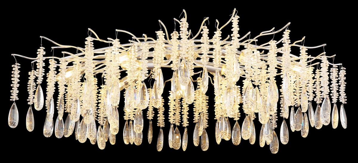 Stropna Svjetiljka Kinga - srebrne boje/prozirno, Design, staklo/metal (100/55/45cm) - Globo