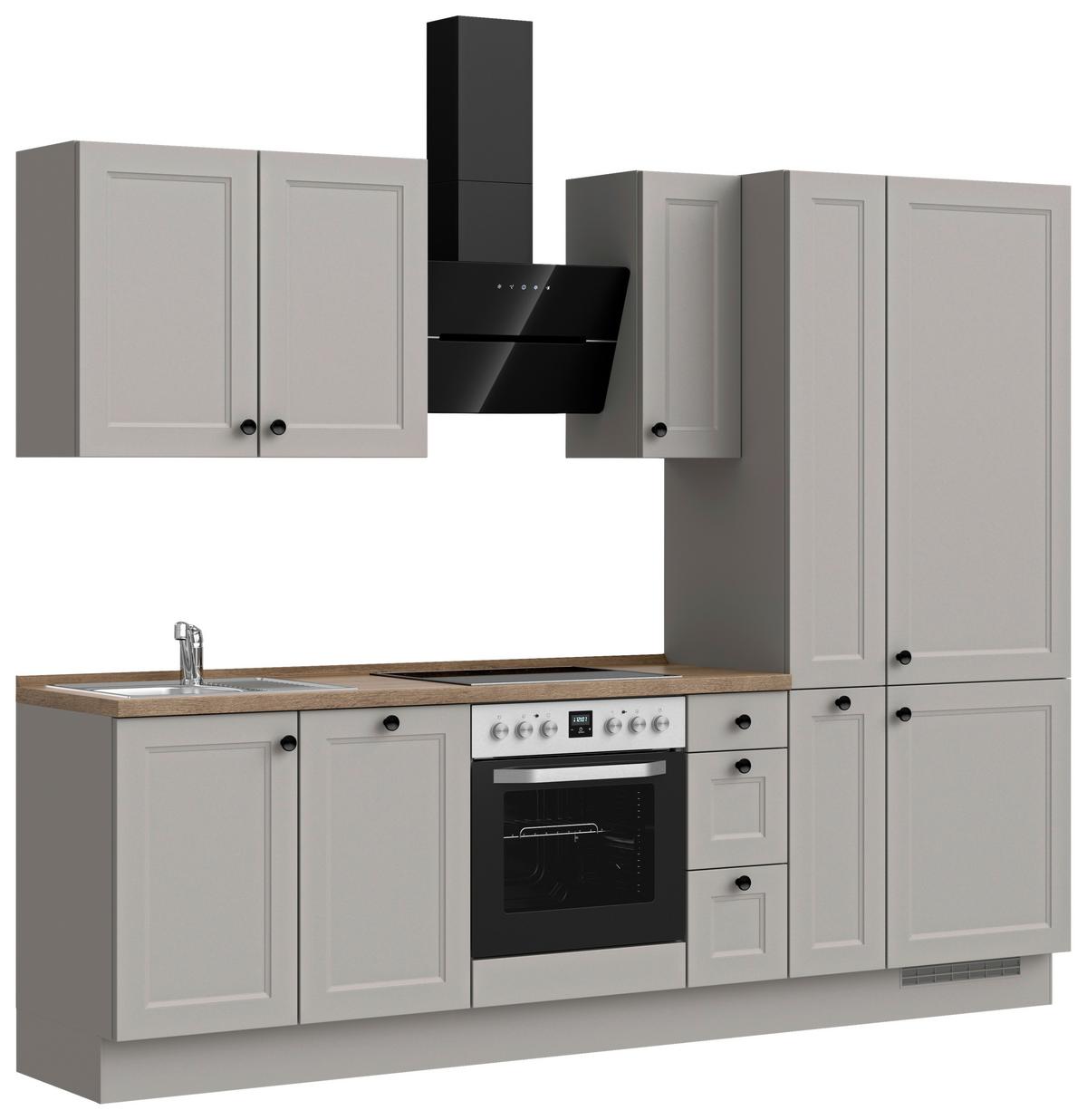 Küchenblock Cascada High m. Geräten Grau - Eiche dunkel/Schwarz, MODERN, Holzwerkstoff/Metall (270cm) - Nobilia