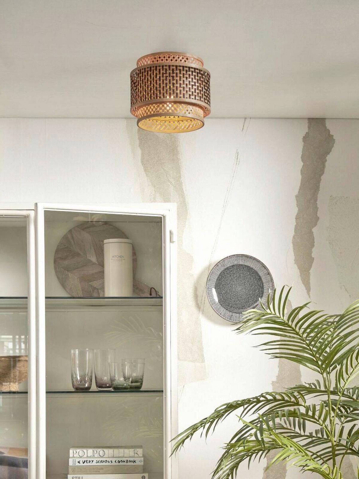 Stropna Svetilka Bhutan, Črna, Bambus - črna/naravne barve, Trend, les (25/20cm) - Good & Mojo