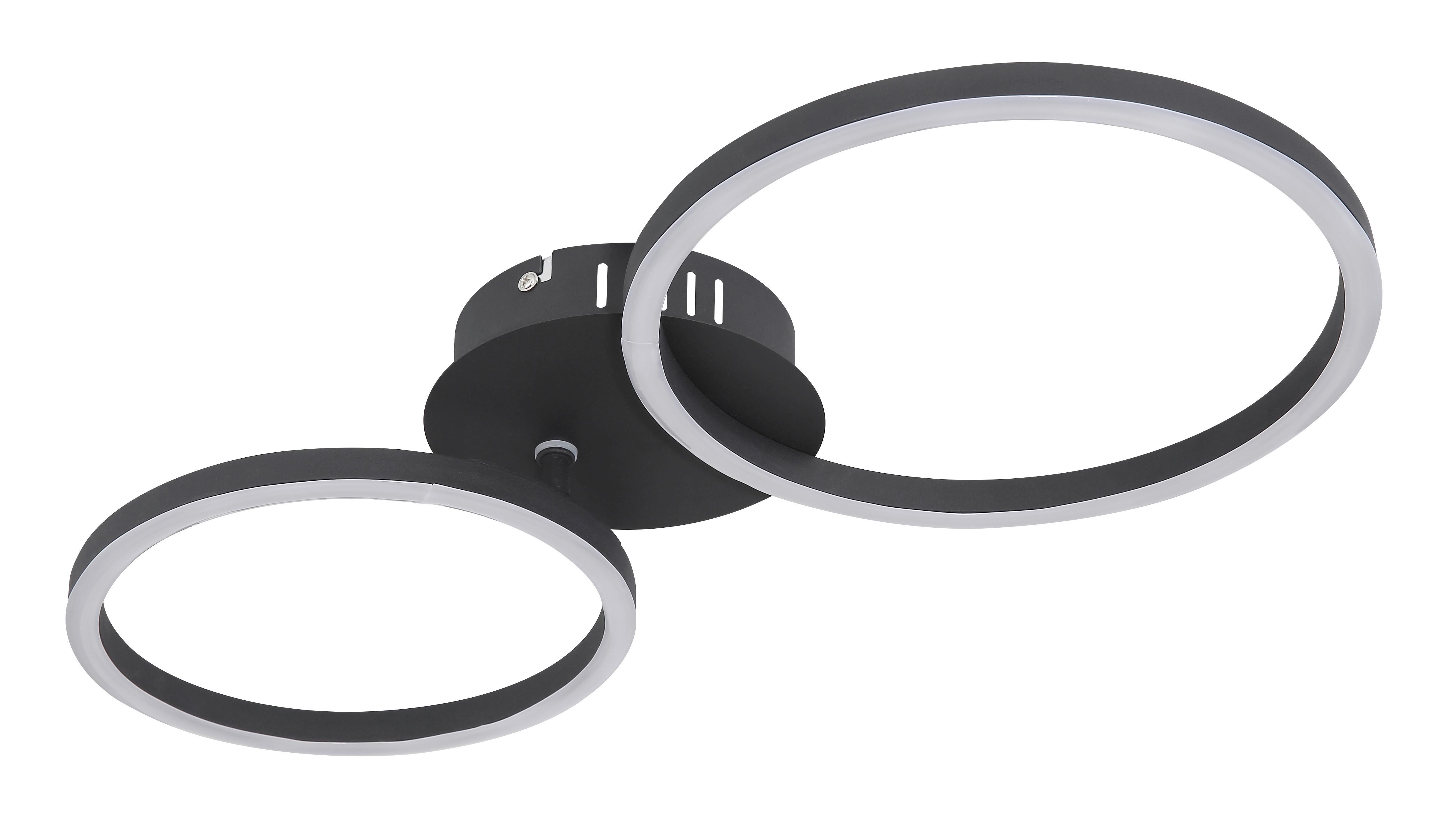 LED-Deckenleuchte Kendy max. 24 Watt - Opal/Schwarz, Basics, Kunststoff/Metall (49/25/7,2cm) - Globo