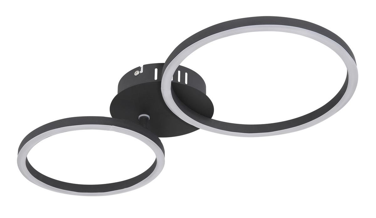 Stropna Led-svetilka Kendy, S Sijalko - črna/opal, Basics, kovina/umetna masa (49/25/7,2cm) - Globo