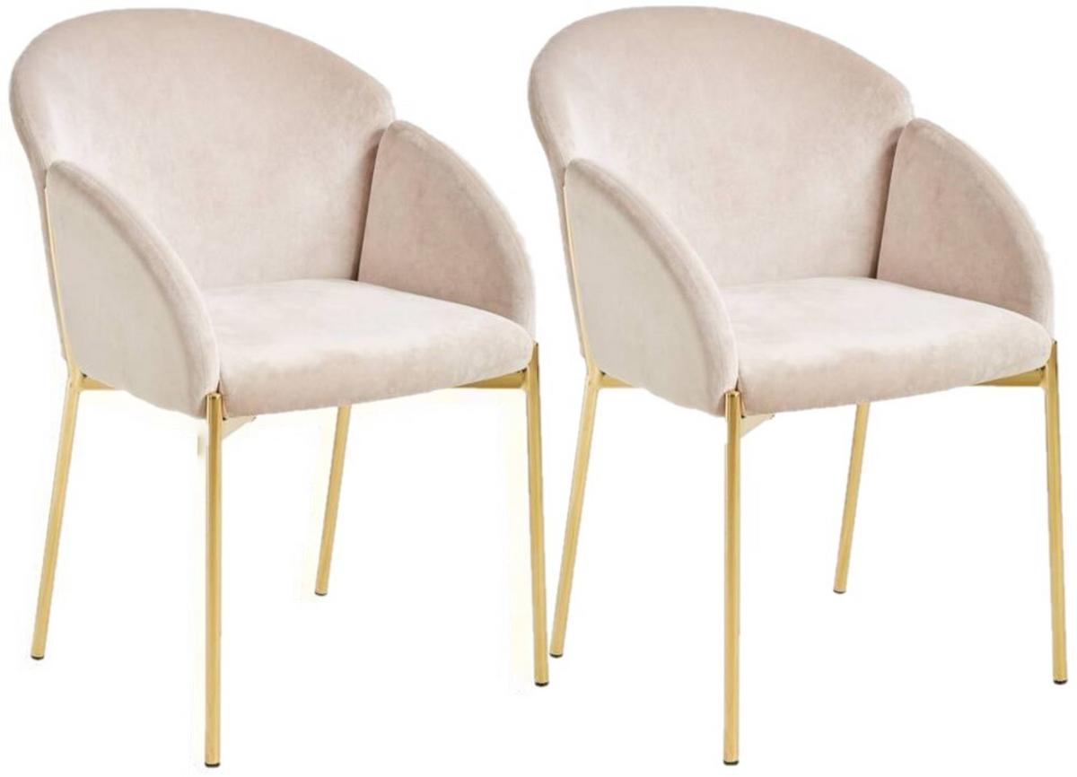 ZESTAW KRZESEŁ Z PODŁOKIETNIK. SUNNY RETRO 2ER SET -TREND- - kolor złoty/taupe, Trend, metal/tkanina (48/79/62cm) - Livetastic