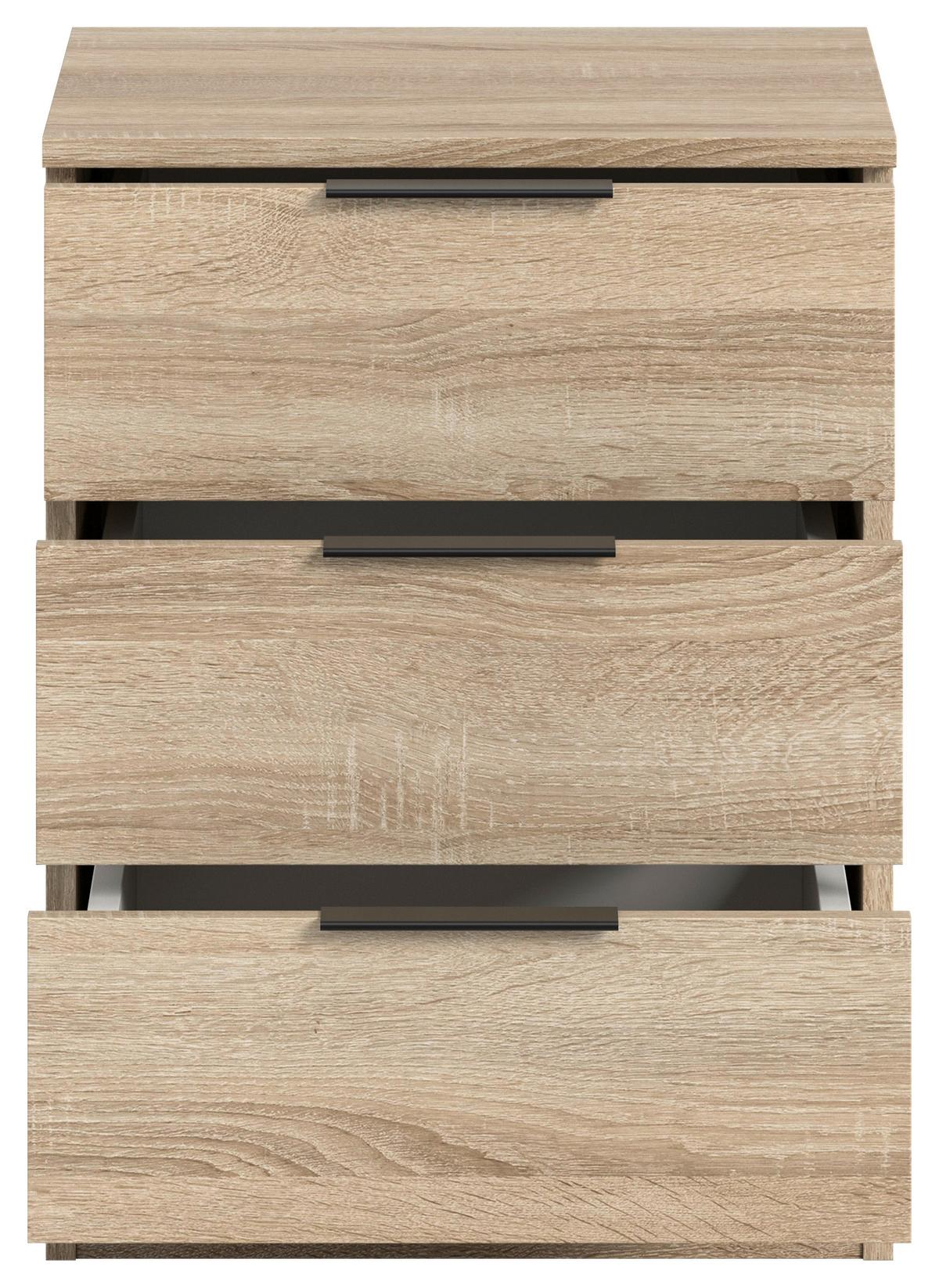 Nachtkästchen KOPENHAGEN ca.45x60x40cm Sonoma Eiche - Schwarz/Sonoma Eiche, MODERN, Holzwerkstoff/Kunststoff (45/60/40cm) - MID.YOU