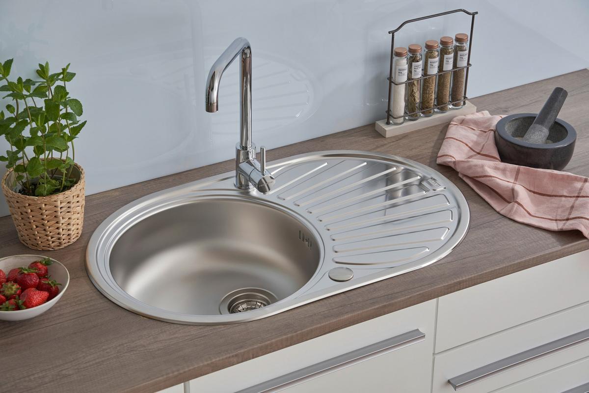 Spüle Edelstahl B: ca. 77 cm - Edelstahlfarben, Trend, Metall (77/20/48cm) - Respekta