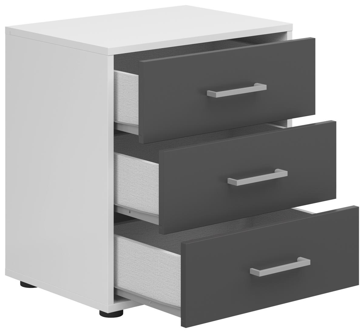 NOPTIERA SMART 3 - alb/antracit, Basics, material pe bază de lemn (50/54/35cm) - Modern Living