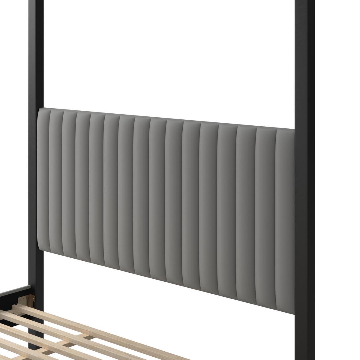 Oblazinjena Postelja Mona - svetlo rjava/siva, Moderno, kovina/tekstil (180/200cm) - Bessagi Home