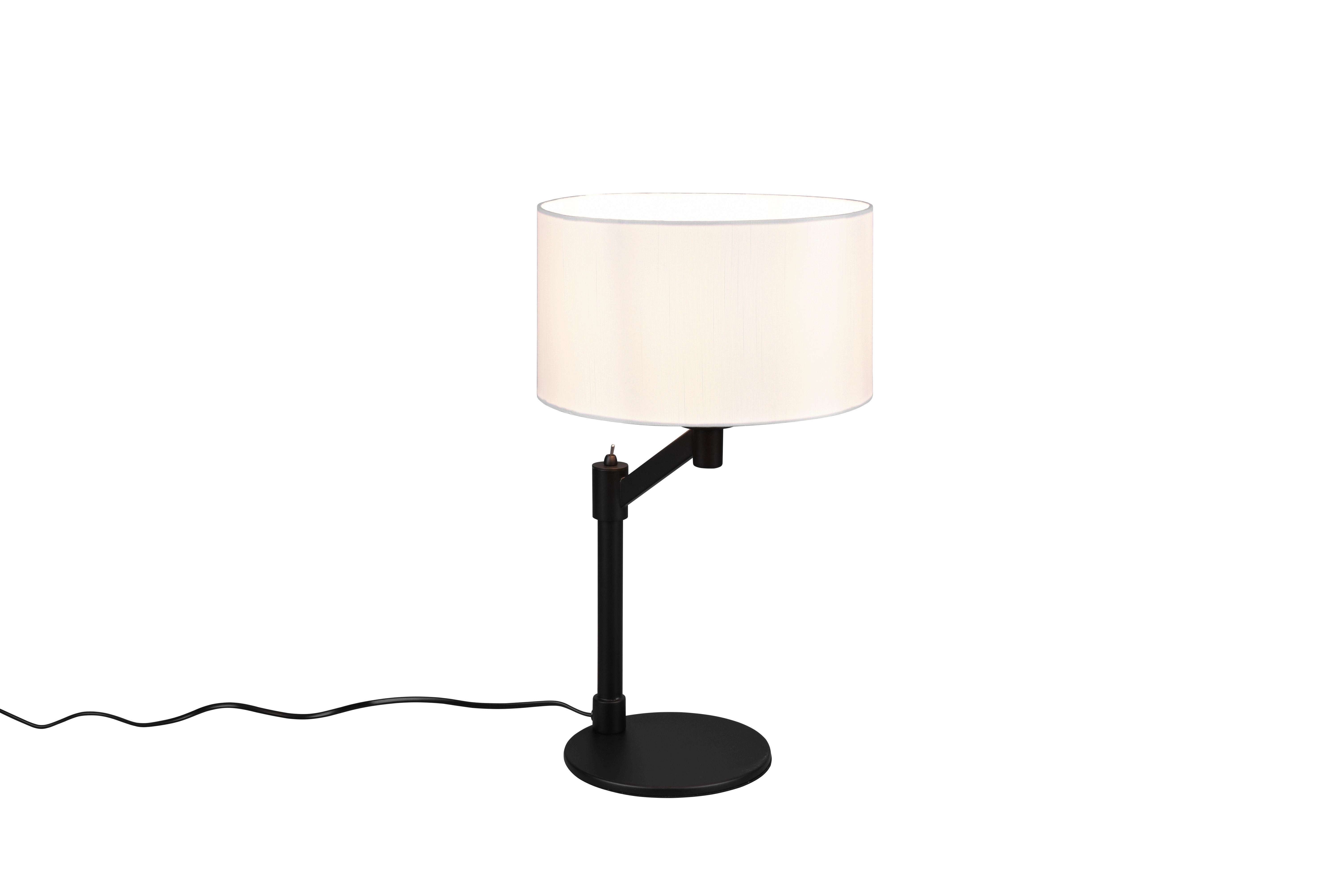 Tischleuchte Cassio Schwarz/Weiß max. 60 Watt - Schwarz/Weiß, Basics, Textil/Metall (28/28/48,3cm)