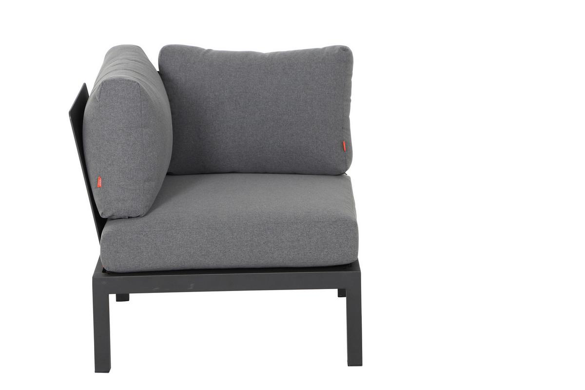 Modul-Loungegarnitur 4-tlg. Grau Teakholz - Anthrazit/Grau, KONVENTIONELL, Holz/Textil (252/84/252cm) - Siena Garden