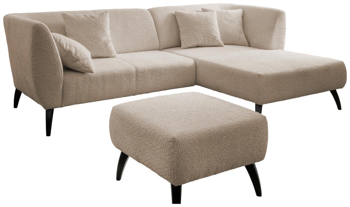 Wohnlandschaft Colori beige Bouclé - Beige/Schwarz, MODERN, Holz/Textil (264/160cm) - MID.YOU