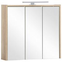 Spiegelschrank Sander Eiche/Weiß mit LED - Weiß, MODERN, Glas/Holzwerkstoff (65/62,7/16cm) - MID.YOU