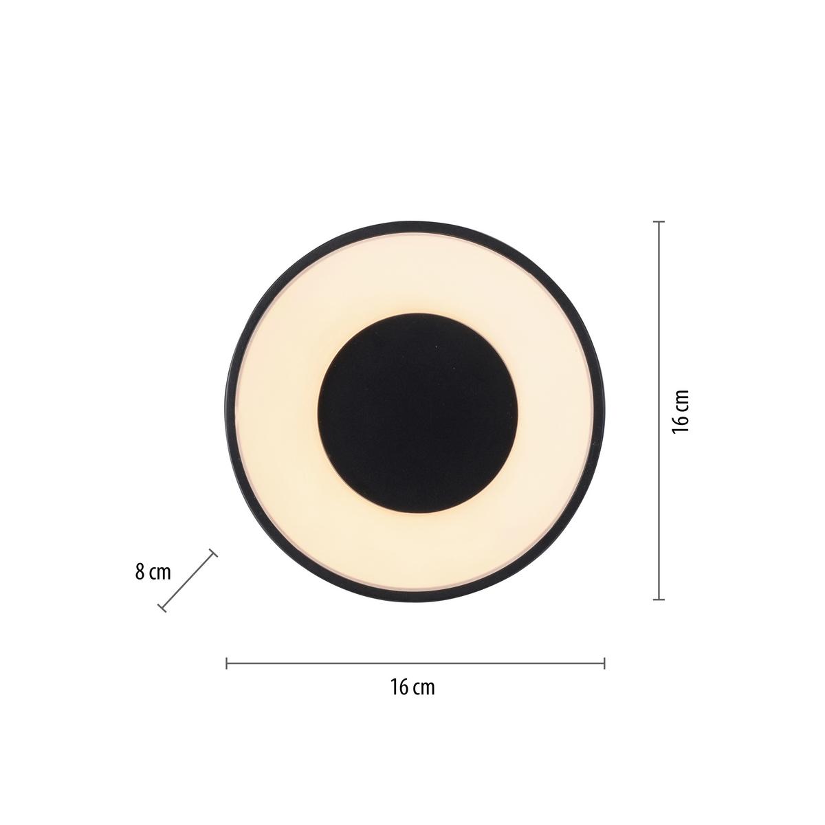 LED-Deckenleuchte Tanika Schwarz max. 13 Watt - Schwarz, MODERN, Kunststoff/Metall (16/16/8cm)