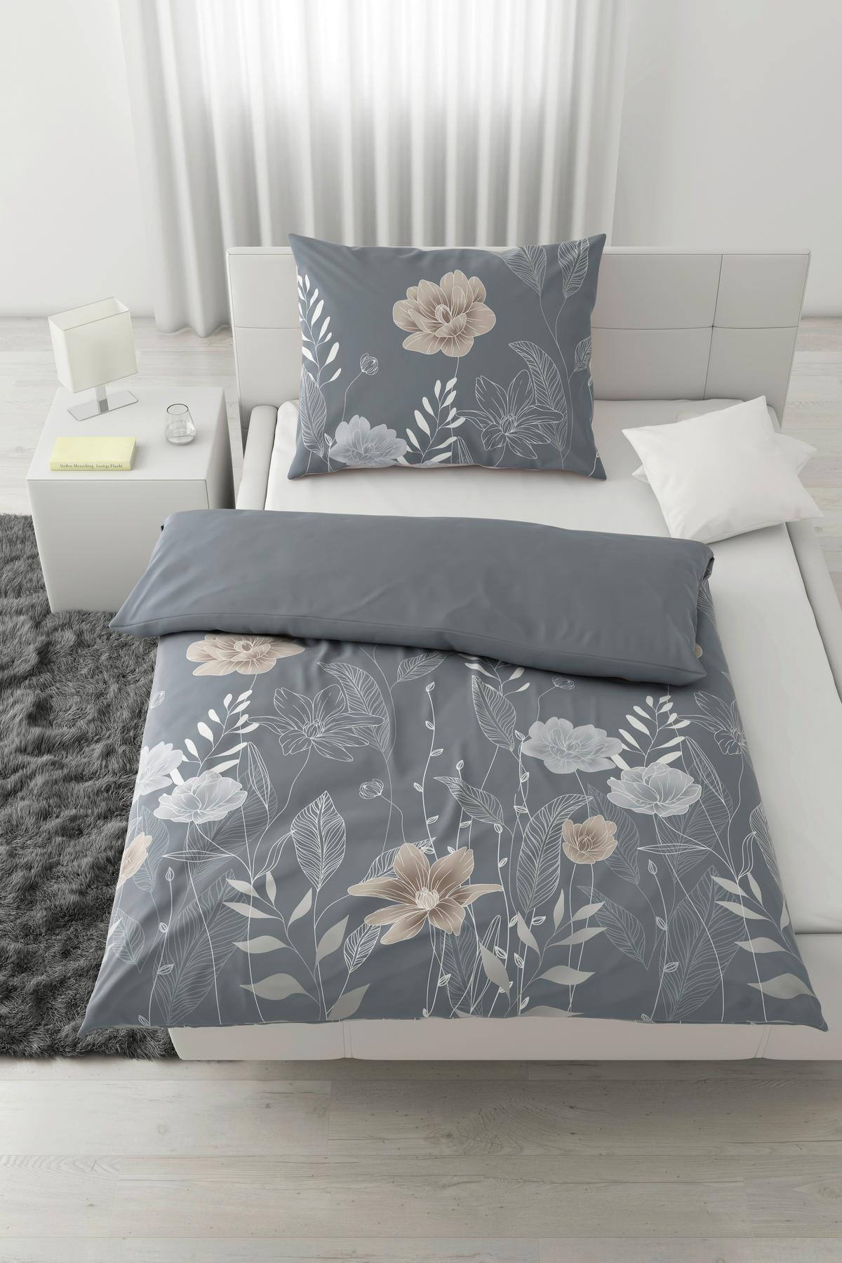 Bettwäsche Nala Grau ca. 160x210cm - Grau, Romantik / Landhaus, Textil (160/210cm) - Modern Living