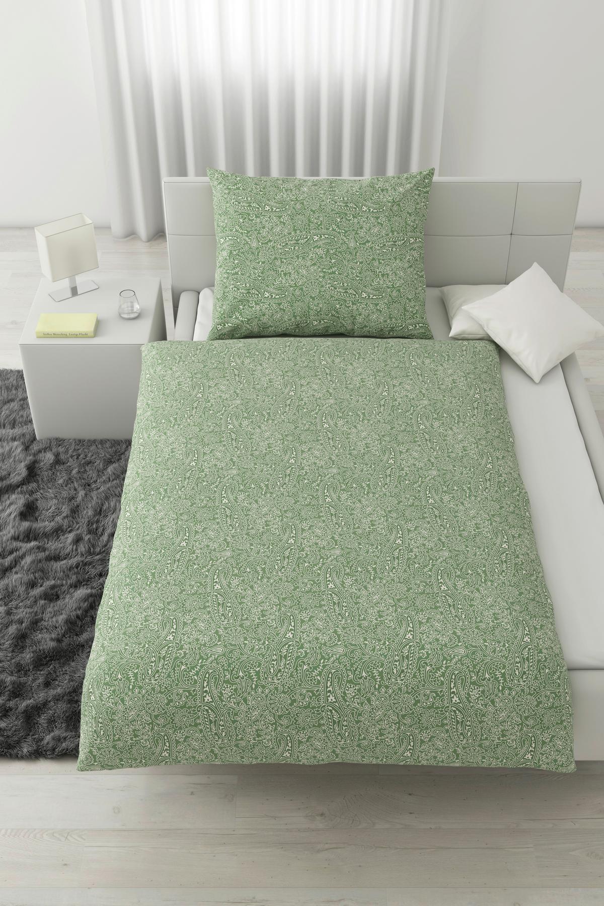 BETTWÄSCHESET LAYLA - Grün, Konventionell, Textil (160/210cm) - Modern Living