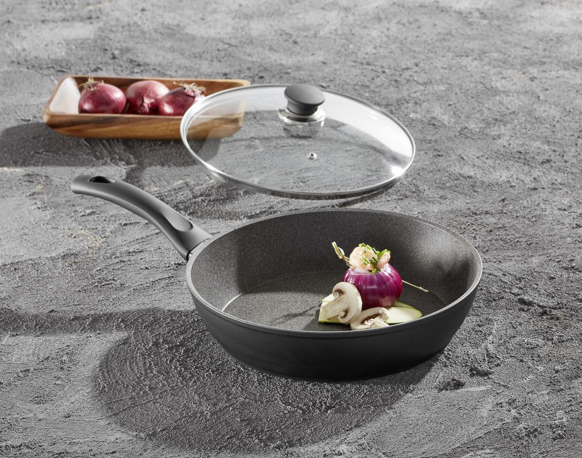 PATELNIA DO DUSZENIA BALLARINI - czarny, Basics, metal/szkło (28cm) - Ballarini