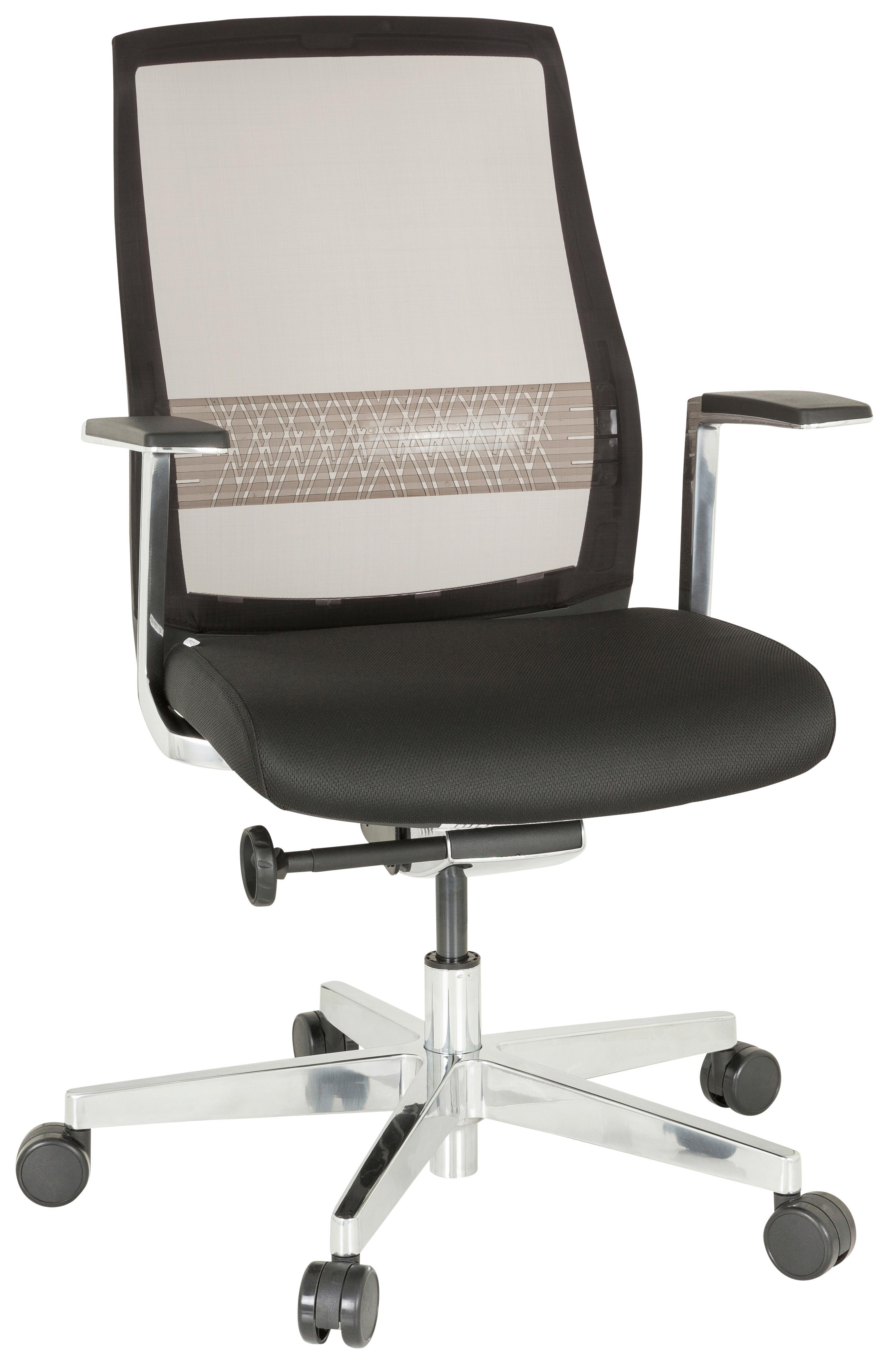 Drehstuhl Fountaine Pro Schwarz/Silberfarben - Silberfarben/Schwarz, MODERN, Kunststoff/Textil (64/112/66cm) - MID.YOU