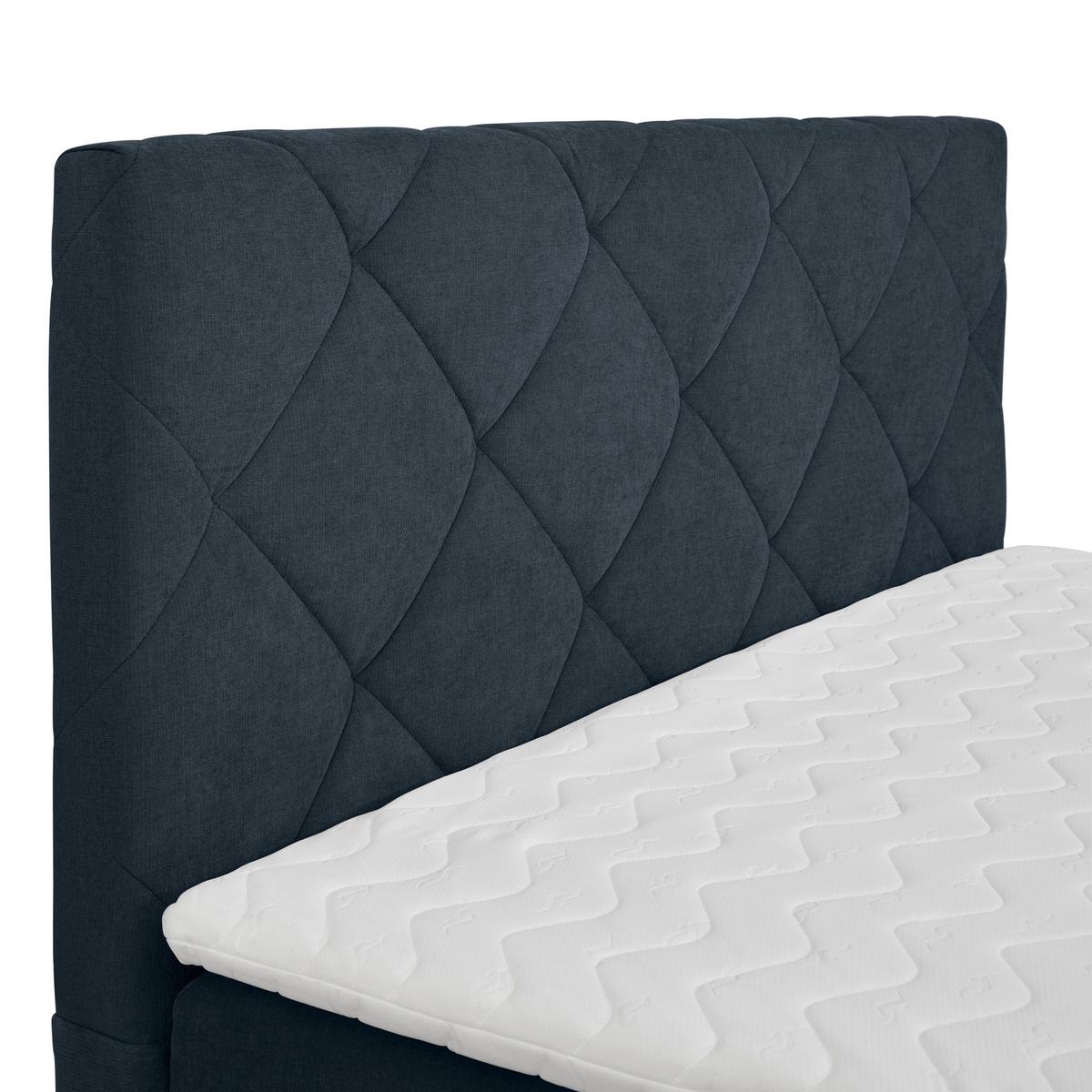 Boxbett Wind Dunkelblau ca. 160x200cm - Schwarz/Dunkelblau, KONVENTIONELL, Textil/Metall (160/200cm) - Mömax