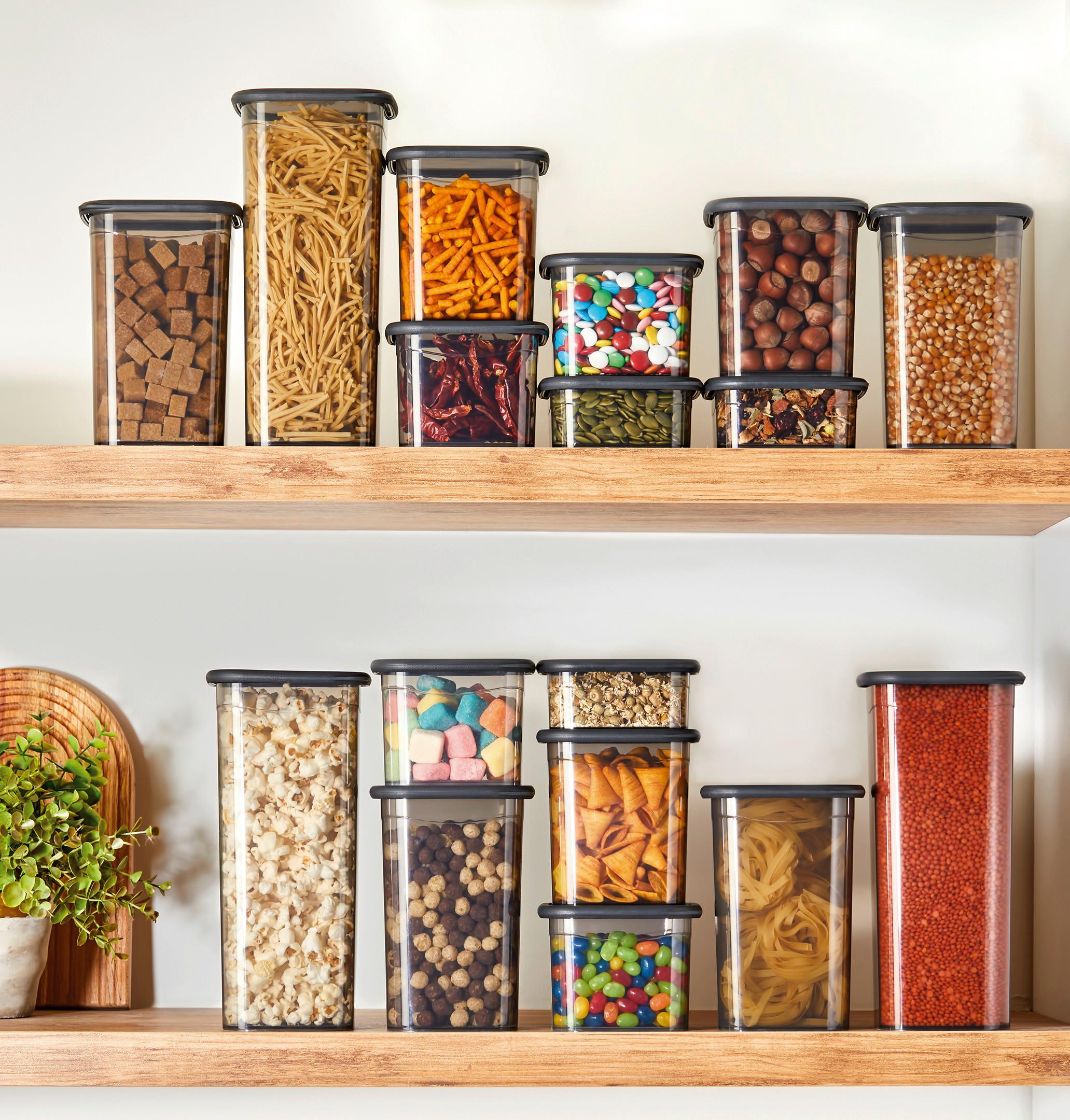 FÖRVARINGSBURKAR SET GIZEM - svart/transparent, Modern, plast (23/23/33cm) - Mömax