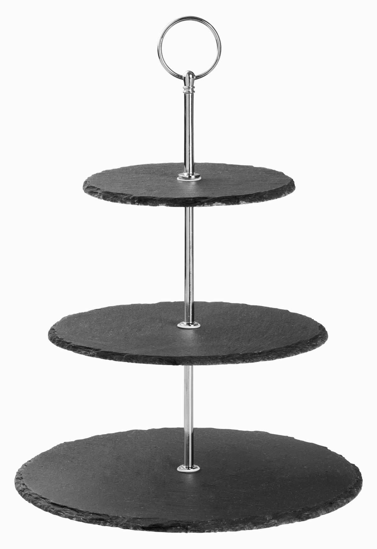 Etagere Stone in Schwarz - Schwarz, MODERN, Metall (25/33cm) - Zandiara