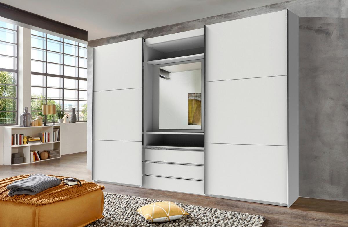 DULAP USI CULISANTE MAGIC - argintiu/alb, Modern, sticlă/material pe bază de lemn (300/216/65cm) - Premium Living