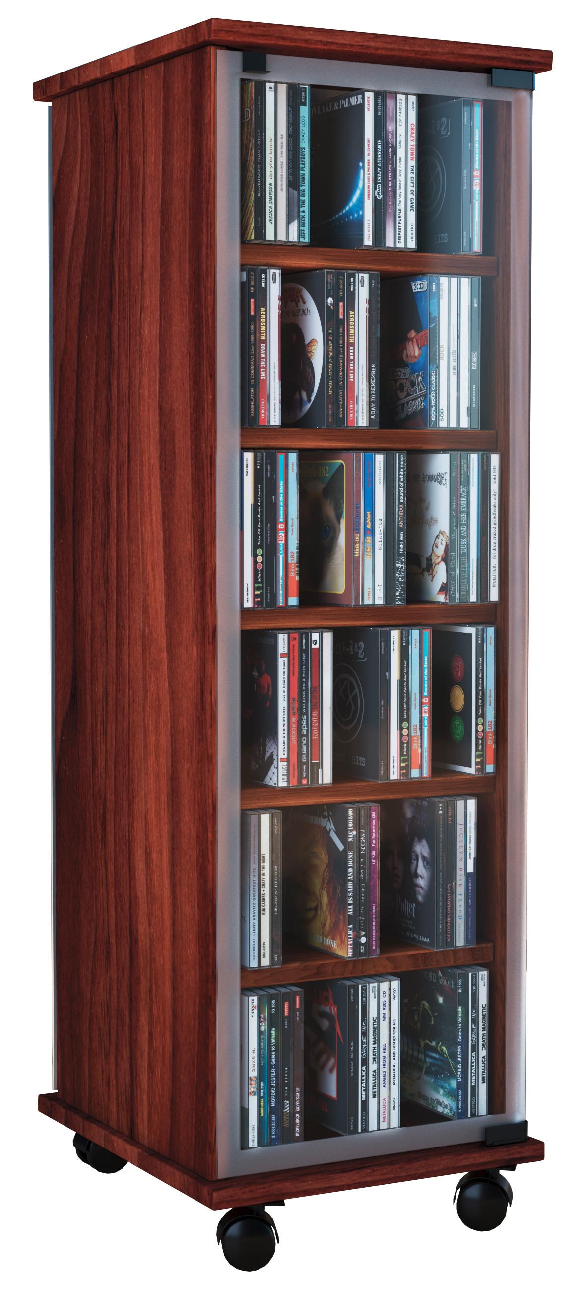 CD-Regal Valenza in Nussbaumfarbe, B: 31 cm - Nussbaumfarben, KONVENTIONELL, Glas/Holzwerkstoff (31/97,5/35cm) - MID.YOU