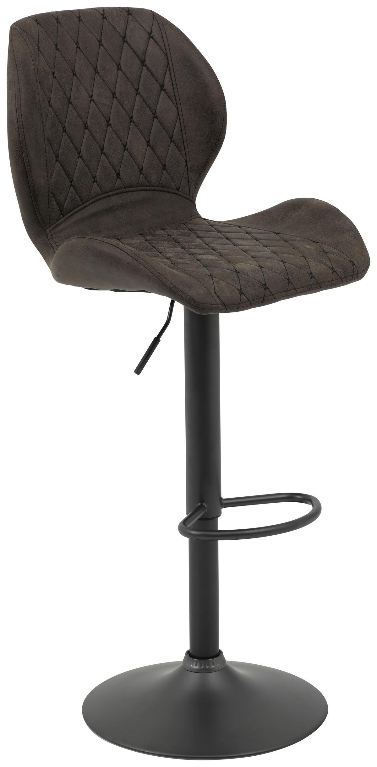 STOŁEK BAROWY SONJA H - szary/brązowy, Design, metal/tkanina (42/96-117/51cm) - Carryhome