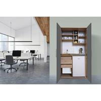 Schrankküche mit Kühlschrank + Kochfeld Grau B: ca. 104 cm - Edelstahlfarben/Eichefarben, KONVENTIONELL, Holzwerkstoff/Metall (104/193/67cm) - Respekta