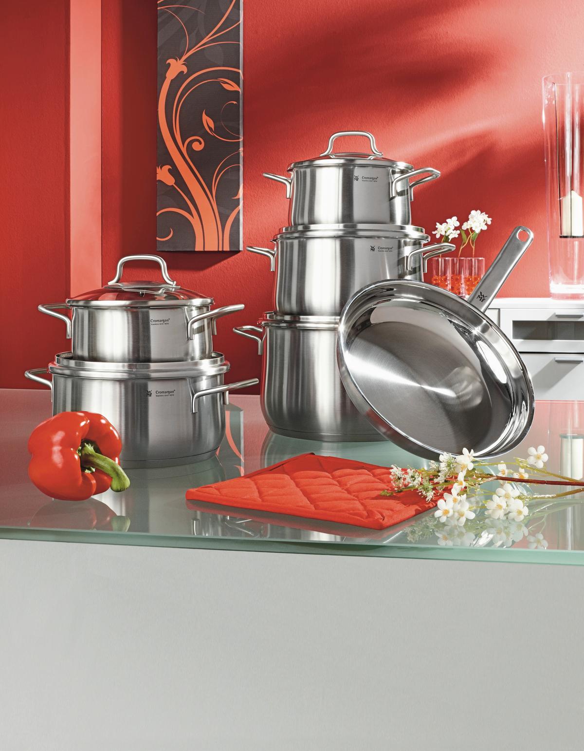 ZESTAW GARNKÓW 0739166030 WMF - kolor stalowy/przejrzysty, Basics, metal/szkło - WMF