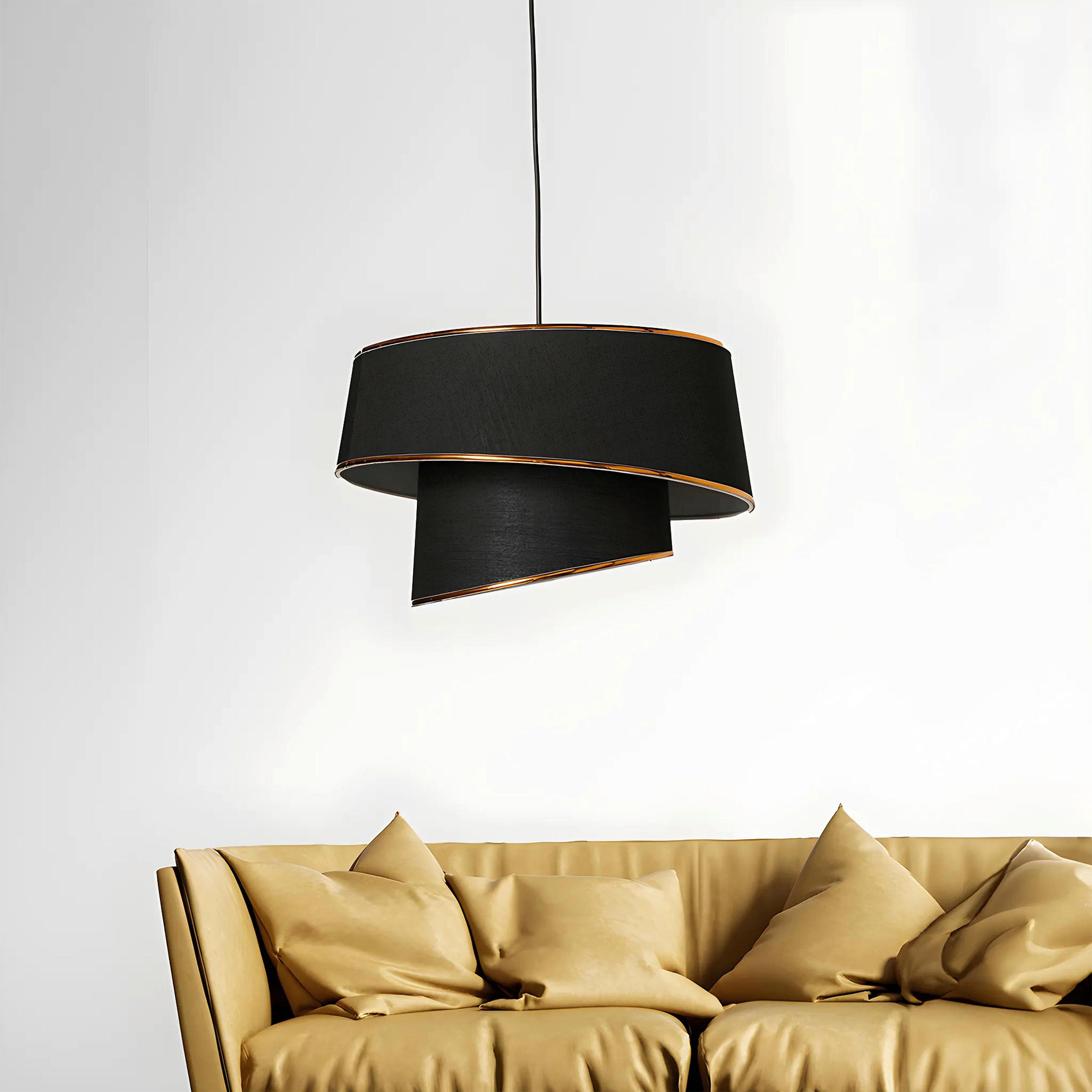 LAMPA WISZĄCA BARETTE - GOLD, BLACK - czarny/kolor złoty, Design, tworzywo sztuczne/metal (32/70cm) - P & B