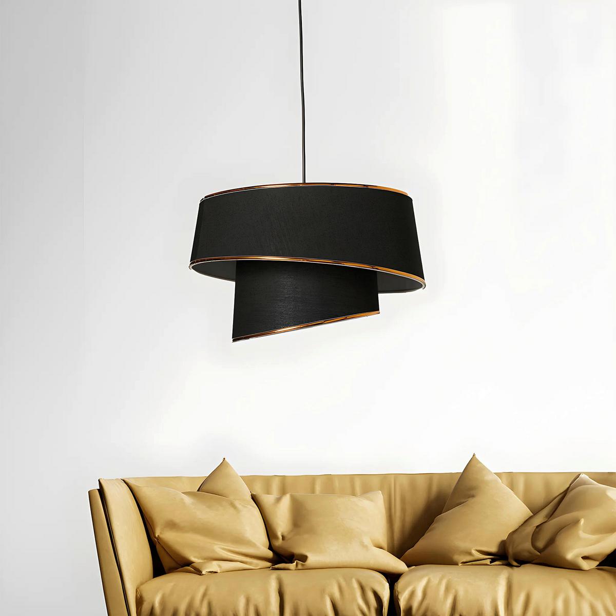 LAMPA WISZĄCA BARETTE - GOLD, BLACK - czarny/kolor złoty, Design, tworzywo sztuczne/metal (32/70cm) - P & B