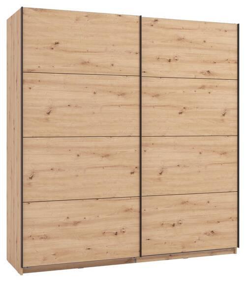 Schwebetürenschrank Gard 200 in Eiche Artisan - Schwarz/Eiche Artisan, Konventionell, Holzwerkstoff/Metall (195/217/61cm) - Mömax