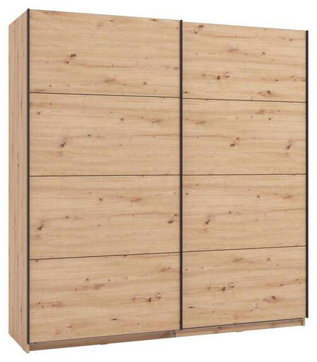 Schwebetürenschrank Gard 200 in Eiche Artisan - Schwarz/Eiche Artisan, KONVENTIONELL, Holzwerkstoff/Metall (195/217/61cm) - Mömax